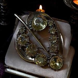 Vintage CM Jent Rhinestone Brooch Womens Chocolate Steampunk Goth Whimsygoth